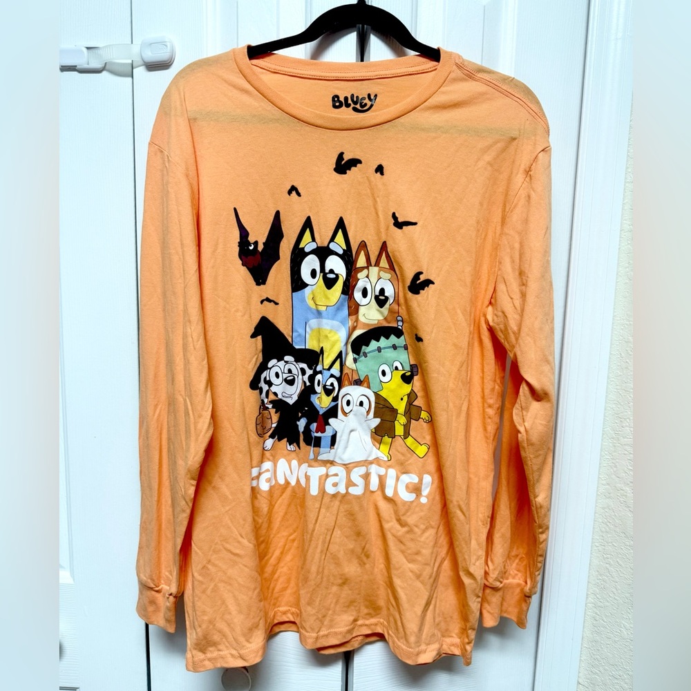 Long-Sleeve Tee in Orange with Bluey Halloween Graphic